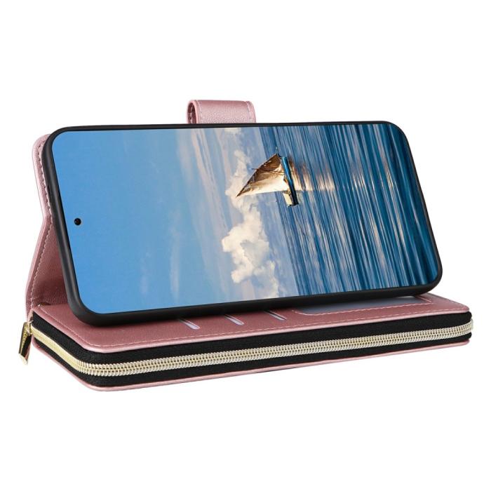 Bild 4, Samsung Galaxy S25 Fodral Rhombus Läder Roséguld