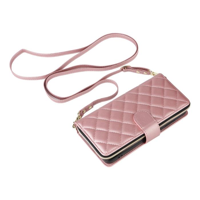 Bild 6, Samsung Galaxy S25 Fodral Rhombus Läder Roséguld