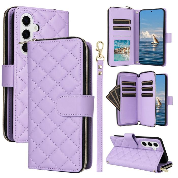 Bild 1, Samsung Galaxy S25 Fodral Rhombus Läder Lila