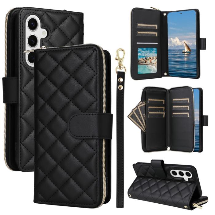 Bild 1, Samsung Galaxy S25 Fodral Rhombus Läder Svart