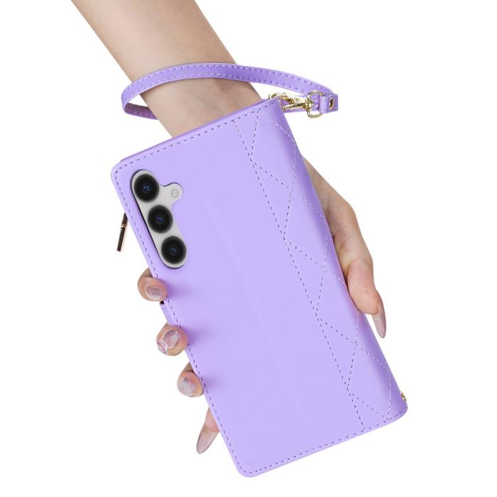Bild 5, Samsung Galaxy S25 Fodral Läder Rhombus Lila