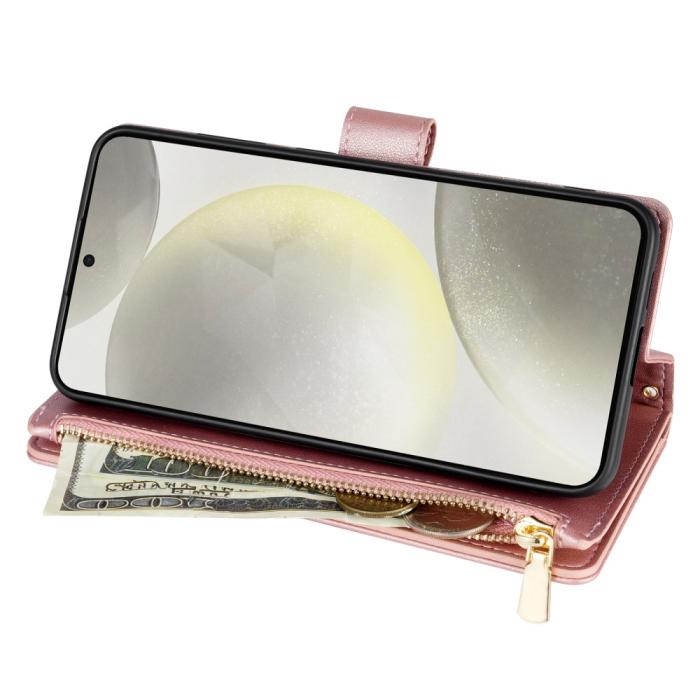 Bild 2, Samsung Galaxy S25 Fodral Läder Rhombus Roséguld