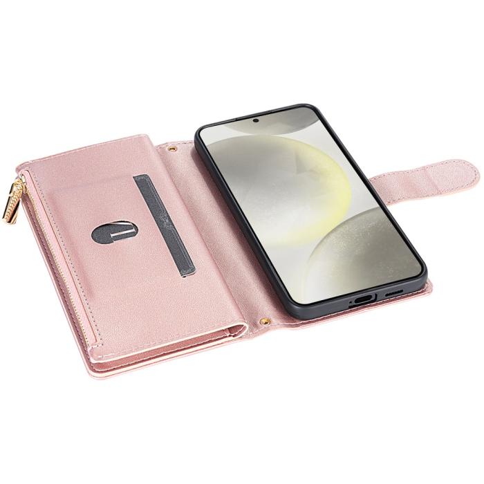 Bild 4, Samsung Galaxy S25 Fodral Läder Rhombus Roséguld