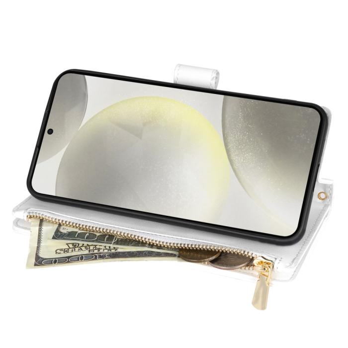 Bild 2, Samsung Galaxy S25 Fodral Läder Rhombus Vit