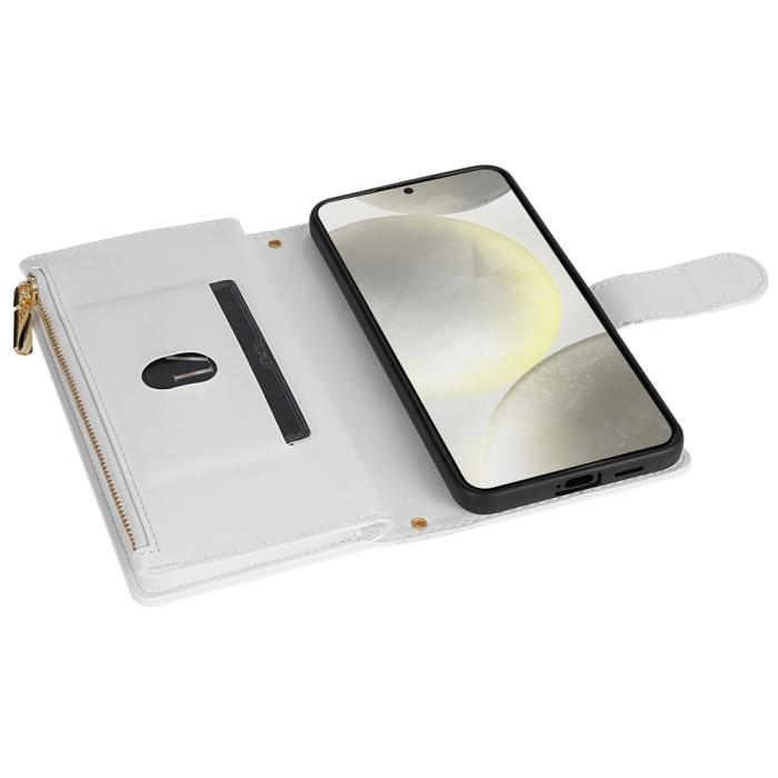 Bild 4, Samsung Galaxy S25 Fodral Läder Rhombus Vit