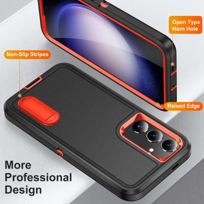Bild 2, Samsung Galaxy S25 Skal Extreme Hybrid Kickstand Svart/Orange