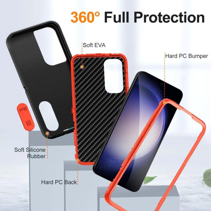 Bild 3, Samsung Galaxy S25 Skal Extreme Hybrid Kickstand Svart/Orange