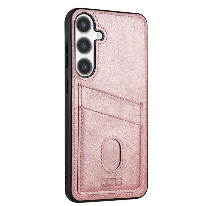 Bild 2, AZNS Samsung Galaxy S25 Skal Med Kortfack Läder Roséguld