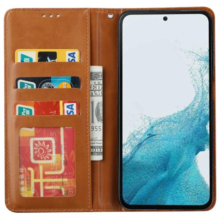 Bild 2, Samsung Galaxy S25 Fodral Flip Läder Med Kortficka Vinröd
