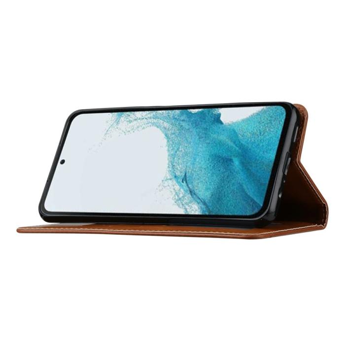 Bild 3, Samsung Galaxy S25 Fodral Flip Läder Med Kortficka Vinröd