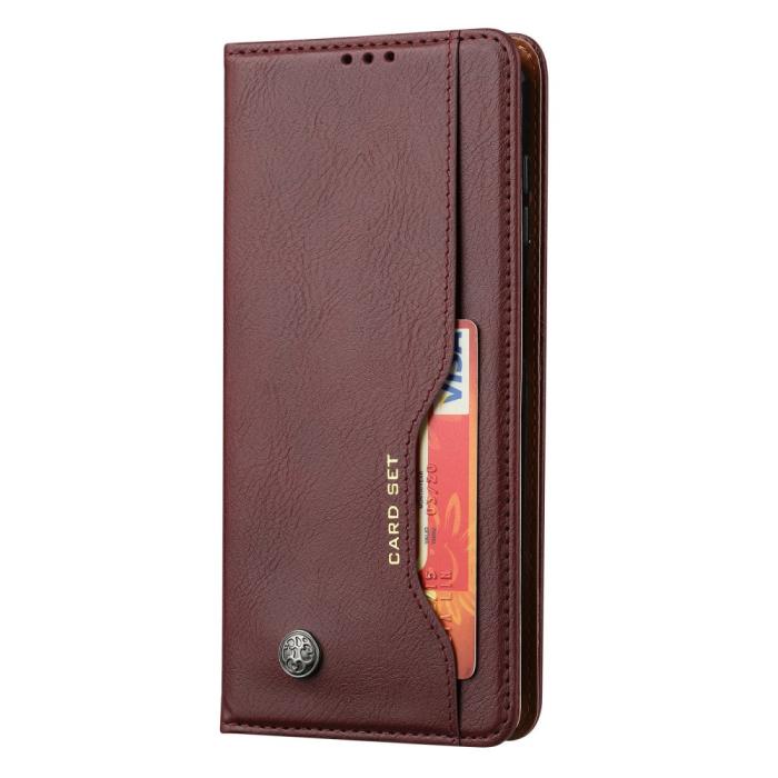 Bild 5, Samsung Galaxy S25 Fodral Flip Läder Med Kortficka Vinröd
