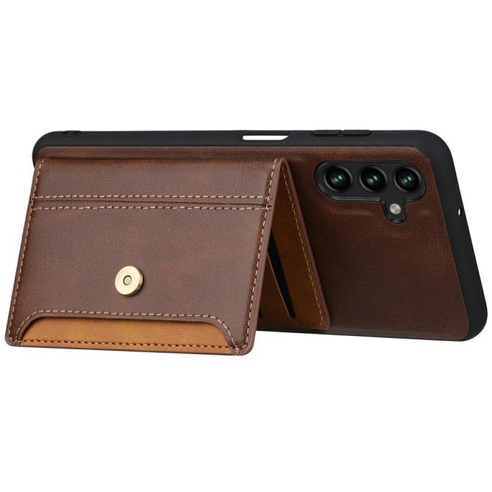 Bild 3, Samsung Galaxy S25 Läder Skal Med Kortfack Brun
