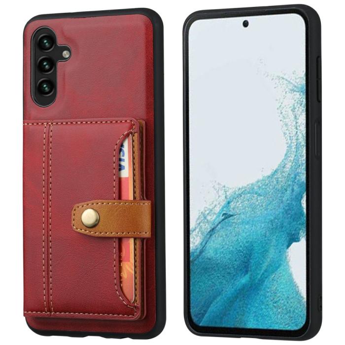 Bild 1, Samsung Galaxy S25 Läder Skal Med Kortfack Röd