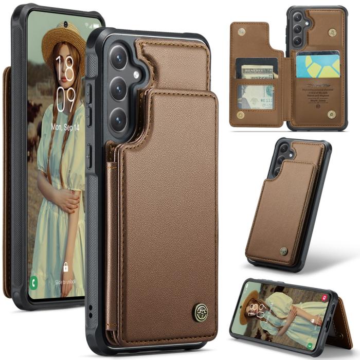 Bild 1, CASEME Samsung Galaxy S25 Skal RFID Kickstand Brun
