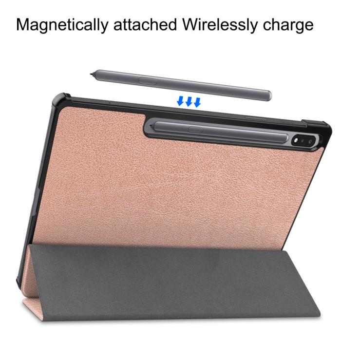 Bild 6, Galaxy Tab S10 Plus/S9 Plus/S9 FE Plus Fodral Tri-Fold Roséguld