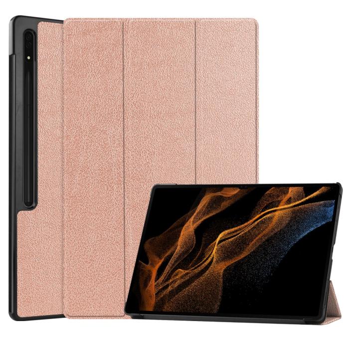Bild 1, Galaxy Tab S10 Ultra/S9 Ultra/S8 Ultra Fodral Tri-Fold Roséguld