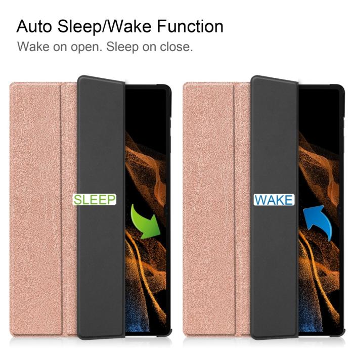 Bild 3, Galaxy Tab S10 Ultra/S9 Ultra/S8 Ultra Fodral Tri-Fold Roséguld