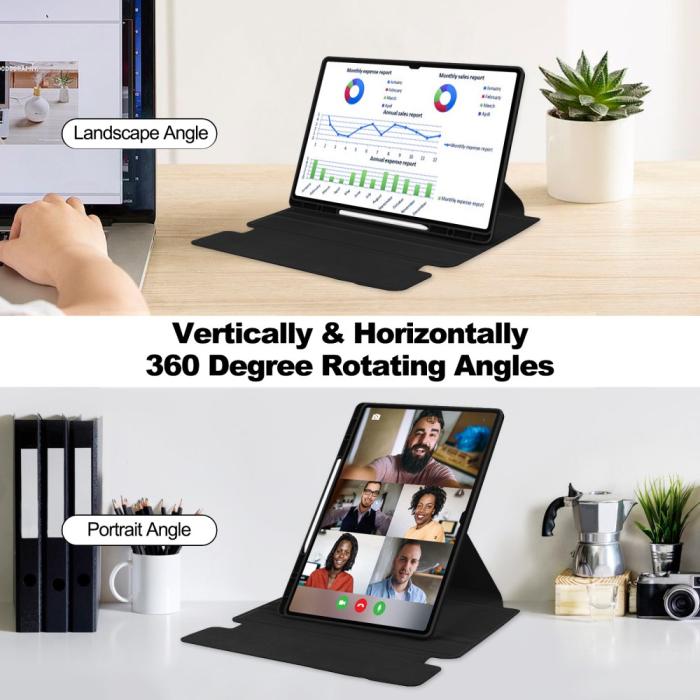 Bild 4, Samsung Galaxy Tab S10 Ultra Fodral 360° Rotation Svart