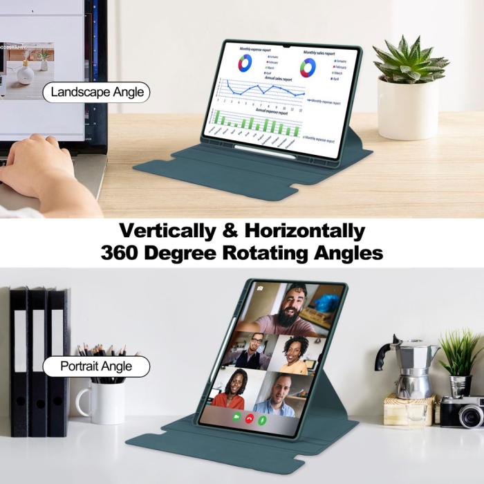 Bild 4, Samsung Galaxy Tab S10 Ultra Fodral 360° Rotation Grön
