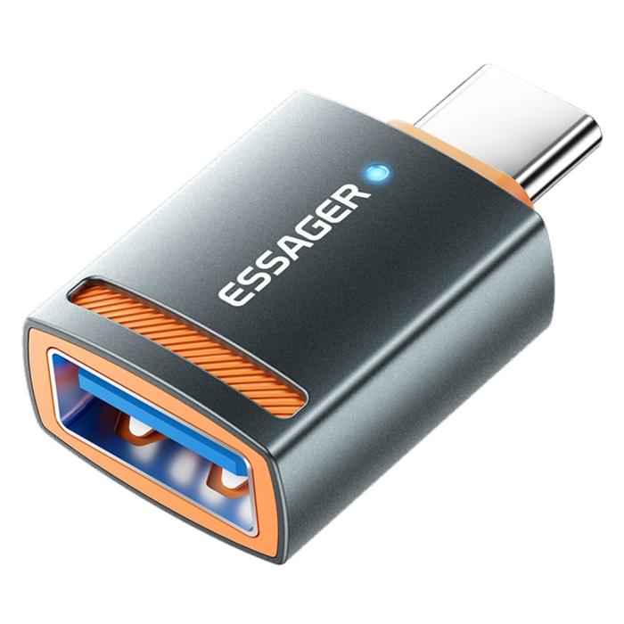 Bild 1, ESSAGER USB-C Till USB-A Adapter Grå