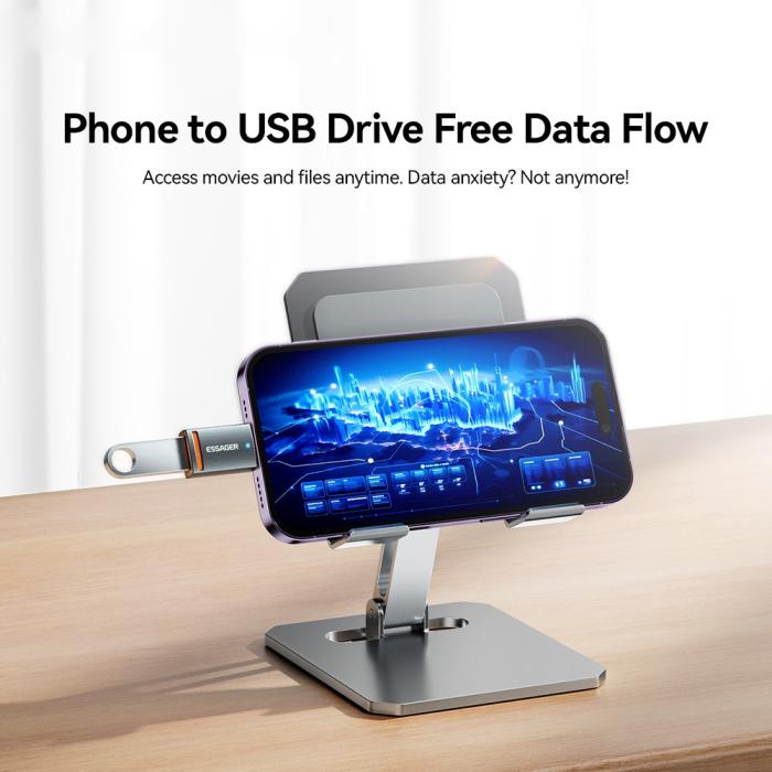 Bild 3, ESSAGER USB-C Till USB-A Adapter Grå