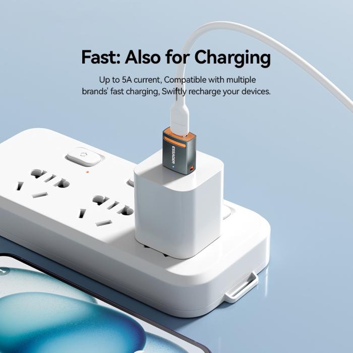 Bild 5, ESSAGER USB-C Till USB-A Adapter Grå