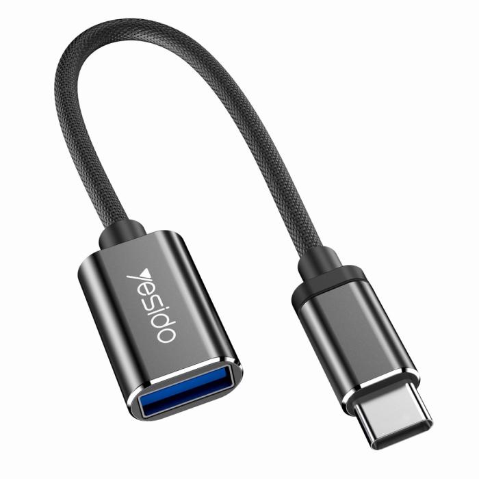 Bild 1, YESIDO USB-C Hane - USB-A Hona Adapter Kabel Svart