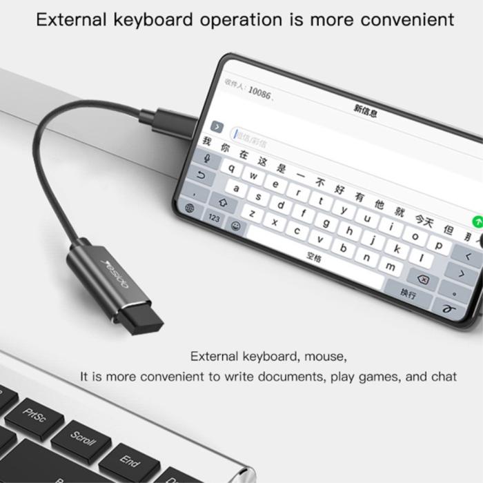 Bild 3, YESIDO USB-C Hane - USB-A Hona Adapter Kabel Svart