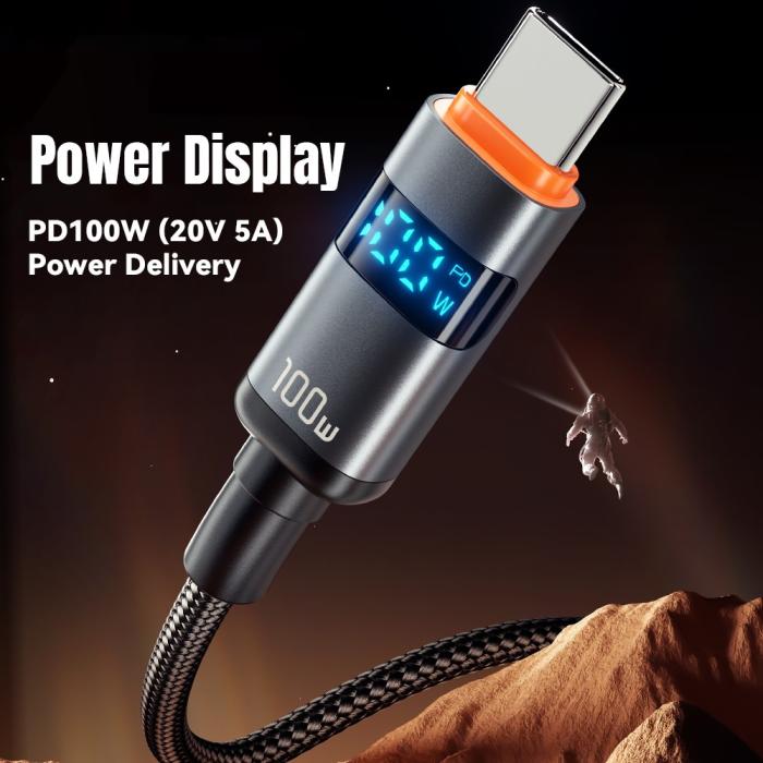 Bild 3, ESSAGER 1 m 100W 5A PD USB-C - USB-C Laddningskabel Svart