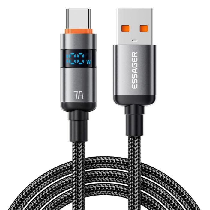 Bild 1, ESSAGER 1 m 100W 7A USB-C Laddningskabel Svart