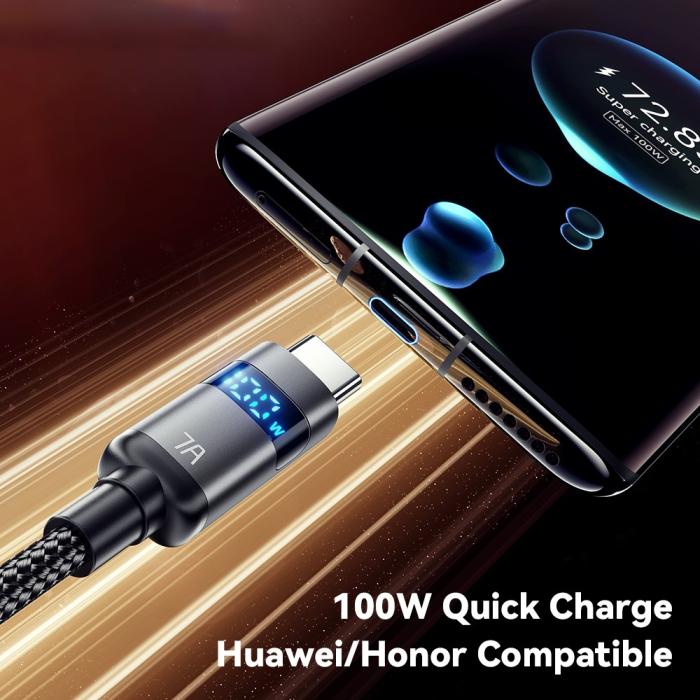 Bild 4, ESSAGER 1 m 100W 7A USB-C Laddningskabel Svart