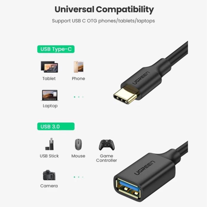 Bild 2, UGREEN USB-C Hane - USB-A 3.0 Hona Adapter Svart
