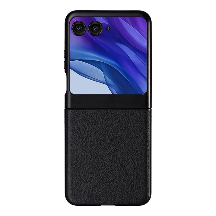 Bild 3, Motorola Razr 50 5G Skal Litchi Textur Svart