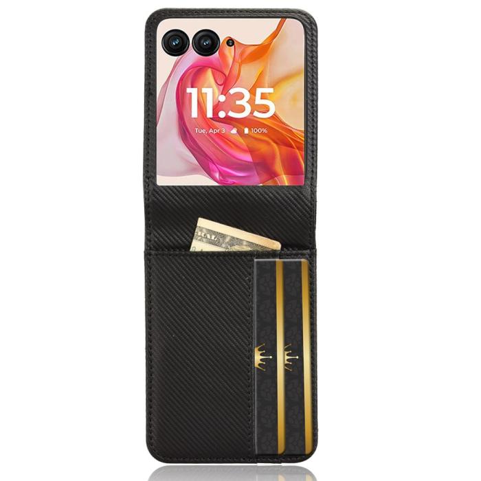 Bild 2, Motorola Razr 50 Ultra 5G Skal Med Kortfack Läder Svart