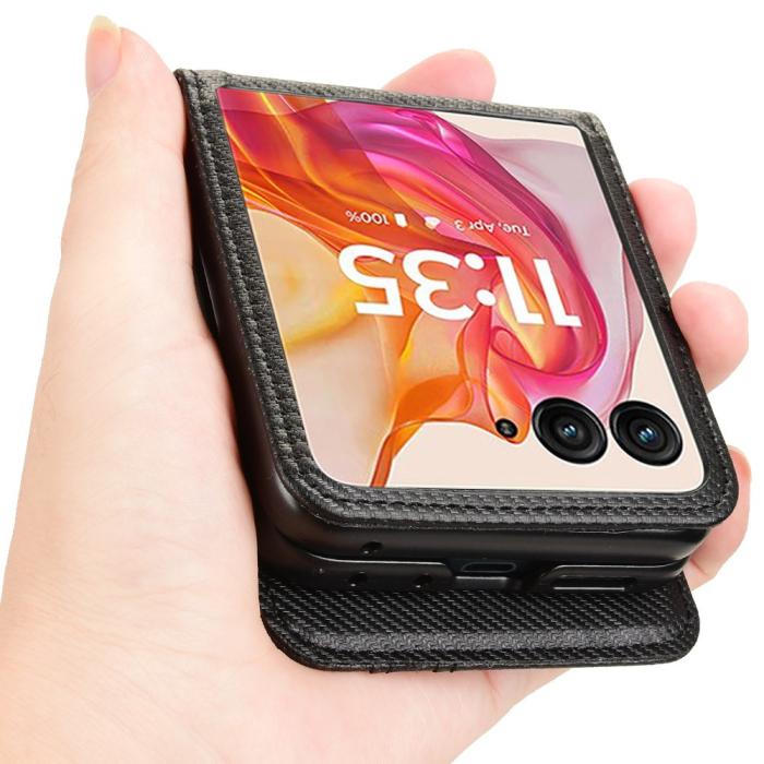 Bild 5, Motorola Razr 50 Ultra 5G Skal Med Kortfack Läder Svart