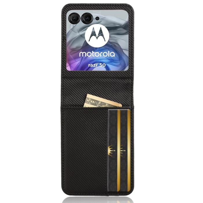 Bild 2, Motorola Razr 50 5G Skal Med Kortfack Läder Svart