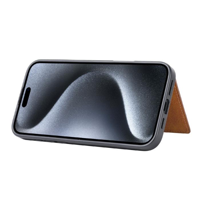 Bild 4, iPhone 16 Pro Läder Skal Med Kortfack Svart