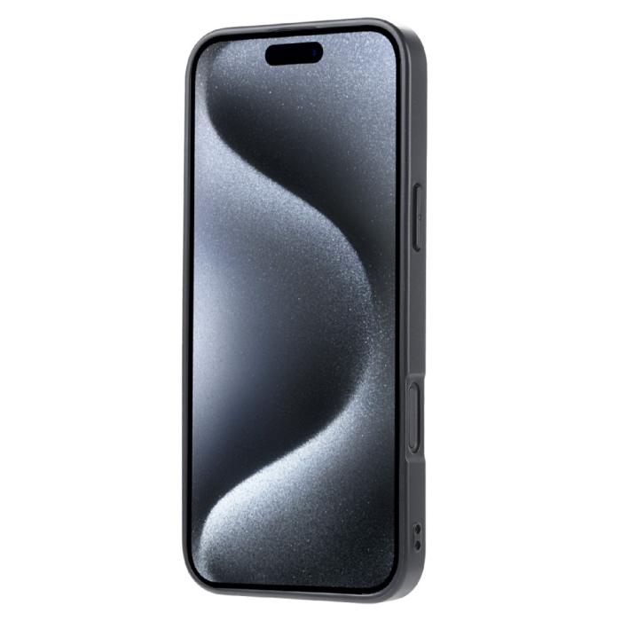 Bild 5, iPhone 16 Pro Läder Skal Med Kortfack Svart