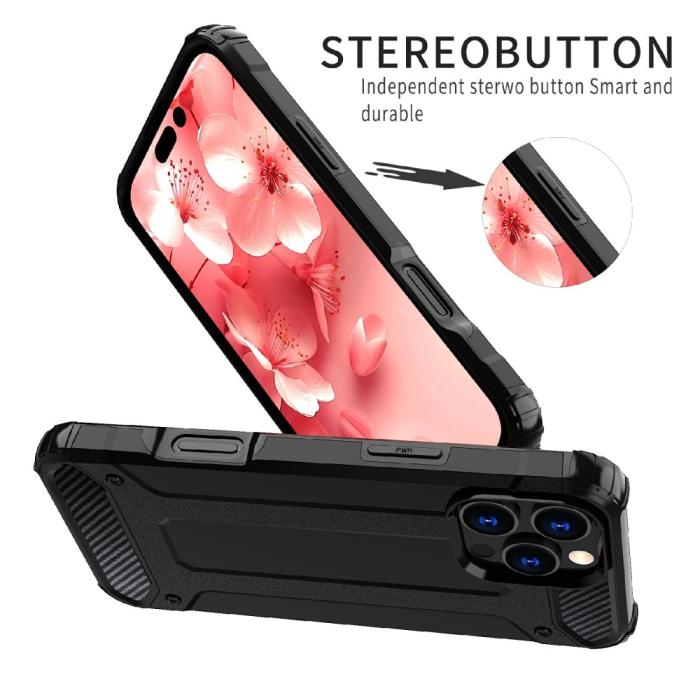 Bild 2, iPhone 16 Pro Skal Shockproof Armor Hybrid Svart