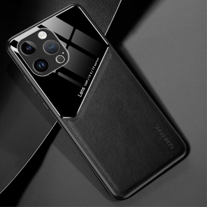 Bild 2, iPhone 16 Pro Max Skal Med Inbyggd Magnetplatta Läder Svart
