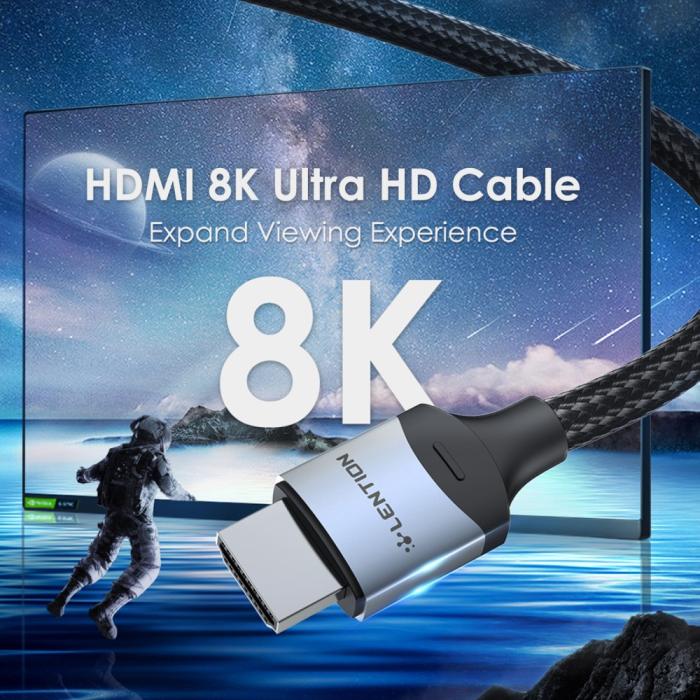 Bild 4, LENTION 1.5m 8K HDMI - HDMI Kabel Svart