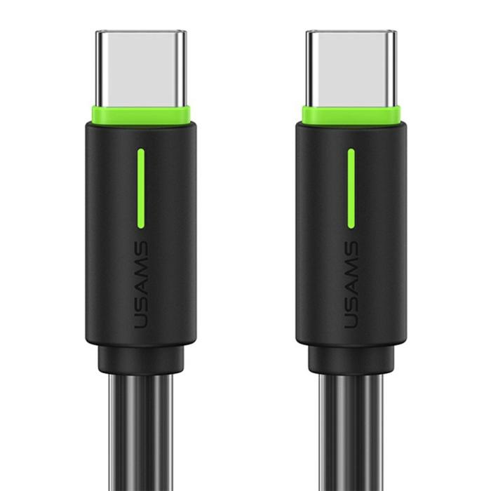 Bild 1, USAMS 1m 60W USB-C - USB-C Kabel Svart