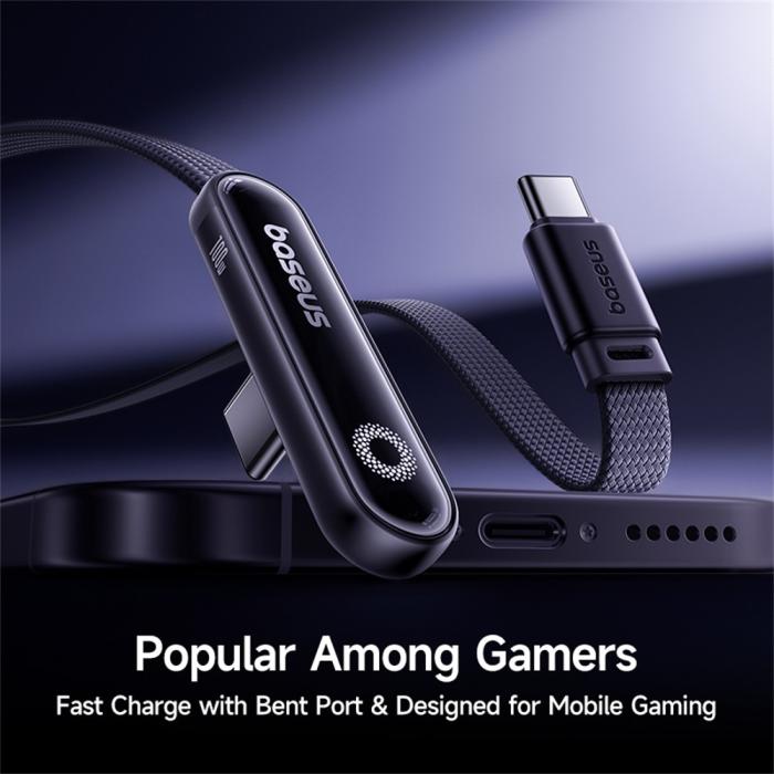 Bild 3, Baseus 1m 100W USB-C - USB-C Elbow Kabel Svart