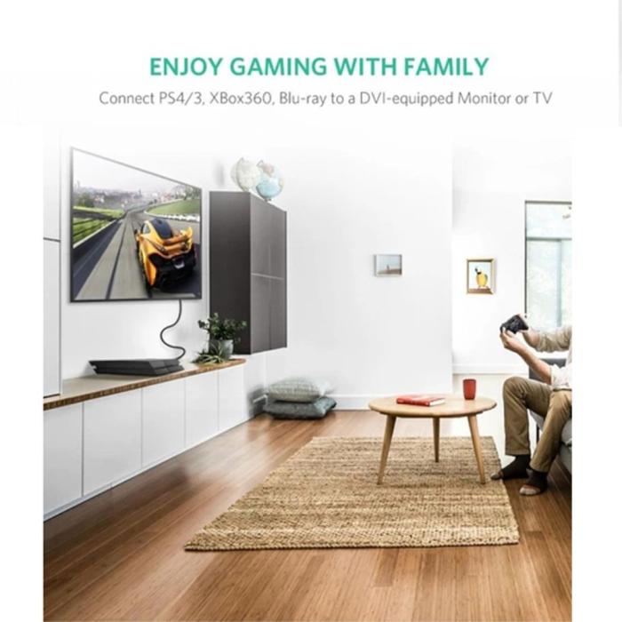 Bild 2, UGREEN 2m HDMI Till DVI 24+1 Kabel Svart