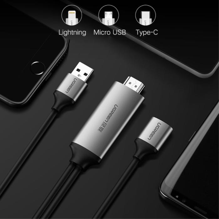 Bild 4, UGREEN USB MHL - HDMI Kabel Svart