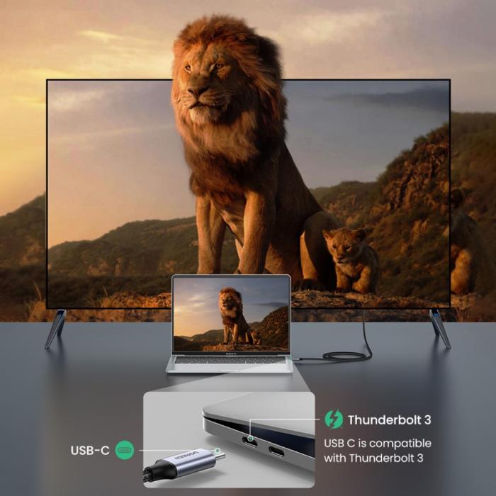 Bild 3, UGREEN 1.5m 4K 60Hz USB-C - HDMI Kabel Svart