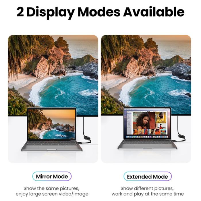 Bild 4, UGREEN 1.5m 4K 60Hz USB-C - HDMI Kabel Svart