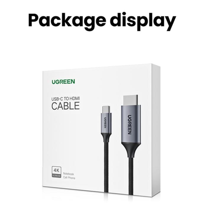 Bild 5, UGREEN 1.5m 4K 60Hz USB-C - HDMI Kabel Svart