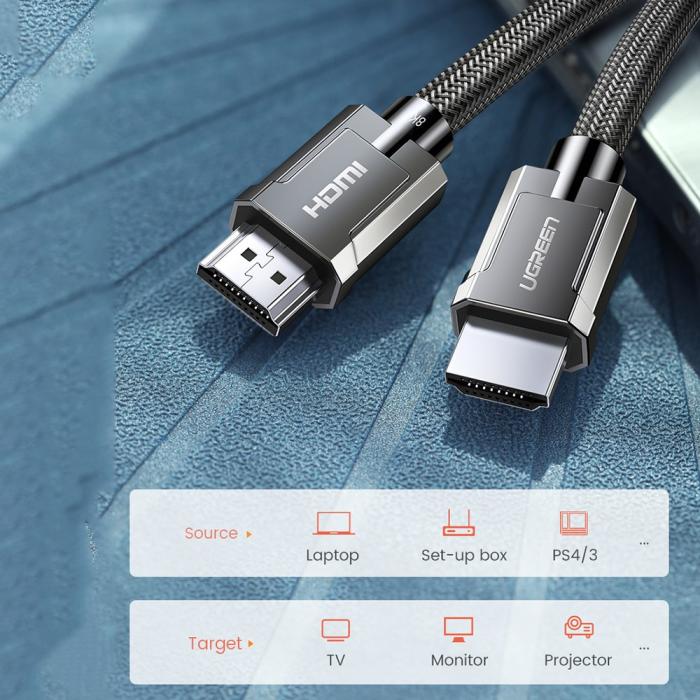 Bild 4, UGREEN 2m 8K 60Hz HDMI 2.1 - HDMI Kabel Svart