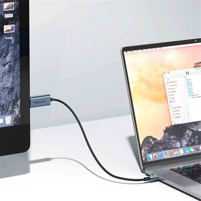 Bild 2, YESIDO 2m 4K 60Hz USB-C - HDMI Svart